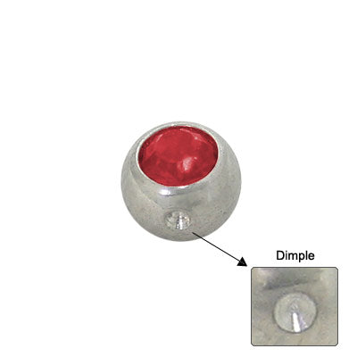Surgical Steel Red Jeweled Dimple Bead - 4mm 5mm 6mm