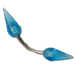 Surgical Steel 14 Gauge Curved Eyebrow Barbell with UV Spike Beads