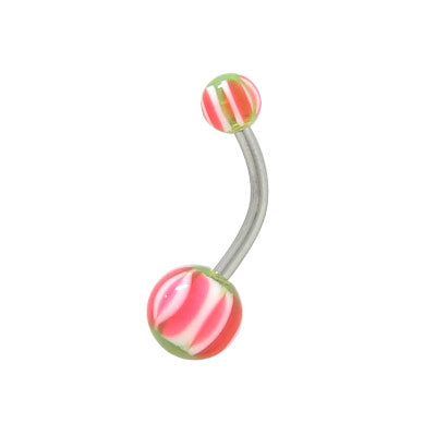 Surgical Steel 14 Gauge Belly Ring with UV Marble Acrylic Beads