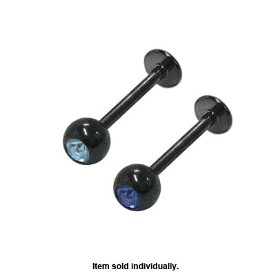 Black PVD Surgical Steel 14 Gauge Monroe Labret with Blue CZ