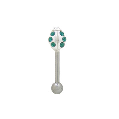 Surgical Steel 16 Gauge Eyebrow Barbell with Sterling Silver Jewel