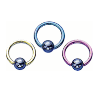 Titanium 18, 16 or 14 Gauge Captive Bead Ring with Ball Closure