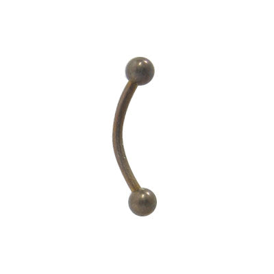 Titanium 16 Gauge Brown Curved Eyebrow Barbell Ring
