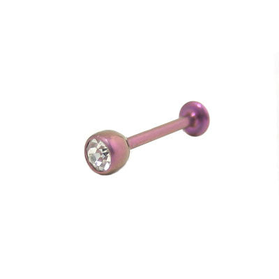 Titanium 14 & 16 Gauge Pink Labret Stud with Clear Jewel