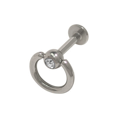 Surgical Steel 14 Gauge Door Knocker Labret Monroe with Clear CZ