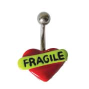Surgical Steel 14 Gauge Belly Ring with Hand Painted Heart