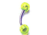 Surgical Steel 14 Gauge UV Belly Ring with Acrylic Balls