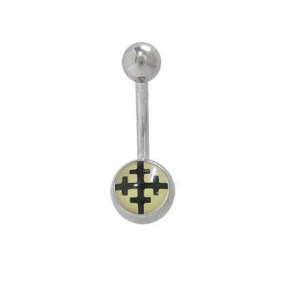 Surgical Steel Crusader Symbol Belly Button Ring 14G 10mm