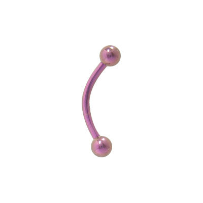 Titanium 16 Gauge Pink Curved Eyebrow Barbell Ring