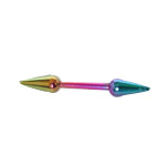 Titanium 16 Gauge Eyebrow Barbell with Multi Color Spike Beads