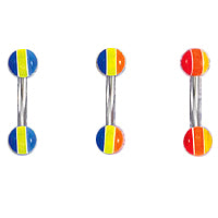 Surgical Steel 14 Gauge Belly Ring with UV Striped Acrylic Beads
