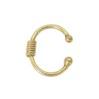.925 Sterling Silver Gold Plated Non Piercing Navel Hoop with Coil
