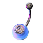 Surgical Steel 14 Gauge Belly Ring with UV Acrylic and Clear Jewel