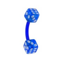 Bioflex 14 Gauge Belly Ring with Blue UV Acrylic Dice