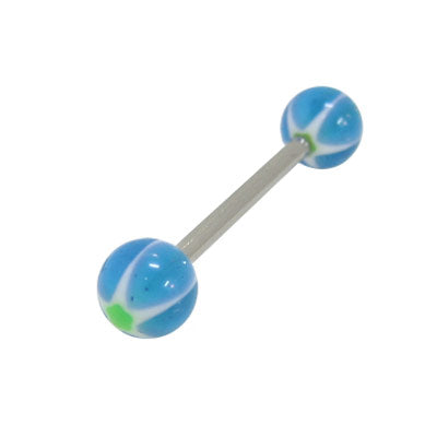 Surgical Steel 14 Gauge Tongue Barbell with Multi Color Glitter Star