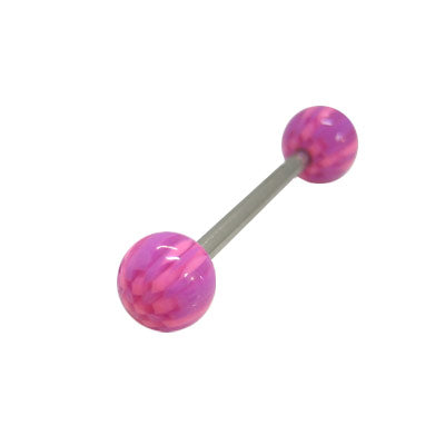 Acrylic 14 Gauge Tongue Barbell with Multi Color Checker Design
