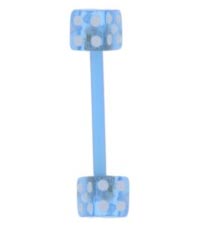 Bioflex 14 Gauge Barbell with Light Blue UV Reactive Dice Ends