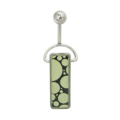 Surgical Steel 14 Gauge Belly Ring with Glow in Dark Circles