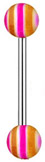 Surgical Steel 14 Gauge UV Barbell with Multi Color Ripple Beads