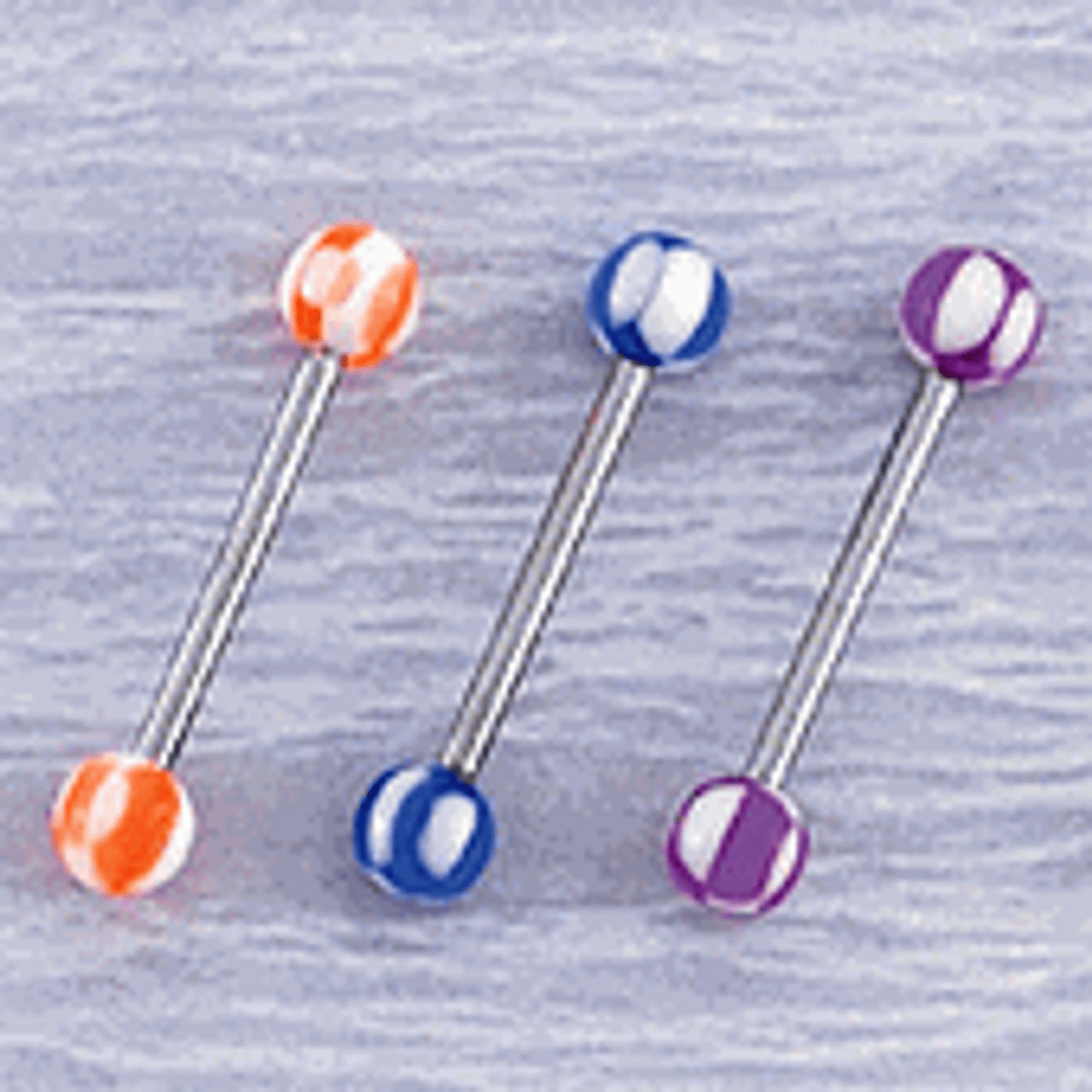 Titanium Tongue Ring Straight Barbell 14 Gauge Acrylic Ball - 10 Pack