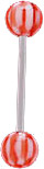 Surgical Steel 14 Gauge Tongue Barbell with Red Soccer Print Balls