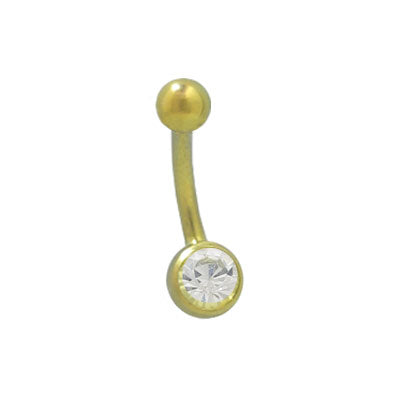 Titanium 14 Gauge Belly Ring with Yellow Clear Jewel