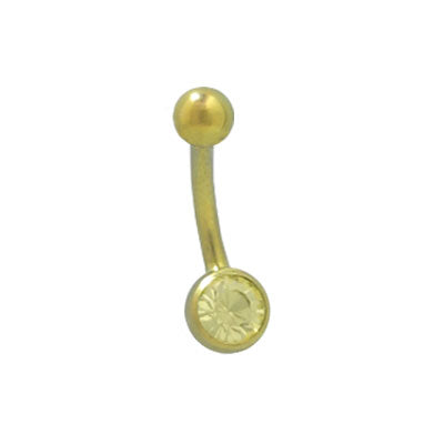 Titanium 14 Gauge Belly Ring with Yellow Matching Jewel