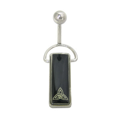 Surgical Steel 14 Gauge Belly Ring with Glow in Dark Triquetra Spinner