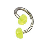 Surgical Steel 14 Gauge Twister Ring with Glow in Dark Half Bead