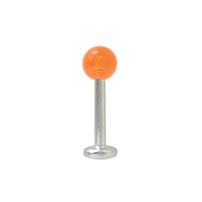 Surgical Steel 16 to 18 Gauge Monroe Labret with UV Orange Bead