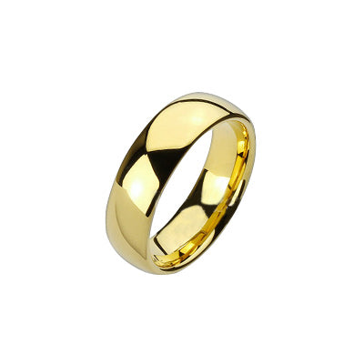 Gold Tungsten Carbide Shiny Ring