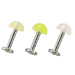 Surgical Steel 14 Gauge Labret Stud with Glow in Dark Half Bead