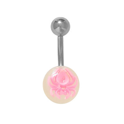 Surgical Steel 14 Gauge Belly Ring with Acrylic Spider Ball - photo 3