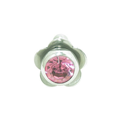 Surgical Steel 14 Gauge Tongue Barbell with Pink Jewel Flower - photo 2