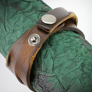 Surgical Steel Bracelet with Brown Leather Double Wrap - photo 2