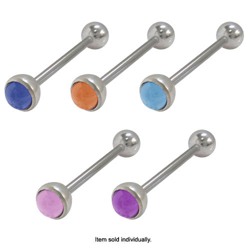 Surgical Steel 14 Gauge Tongue Barbell with UV Acrylic Design Bead - photo 2