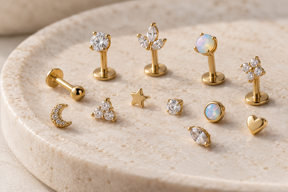 AI illustration of gold-tone flat-back studs and decorative ends