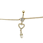 Gold Plated Surgical Steel Belly Chain with Heart CZ Dangle Charm