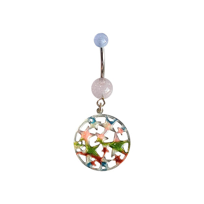 Surgical Steel or Titanium Belly Ring 14G 11mm with UV Star Charm