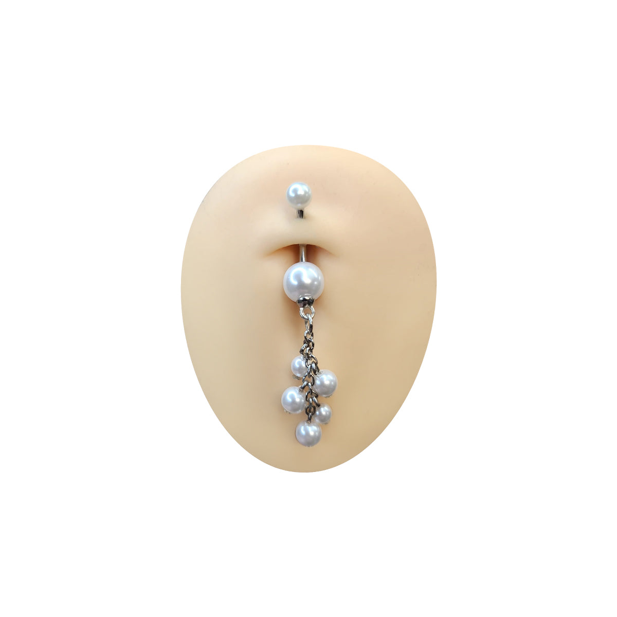 Surgical Steel 14 Gauge Belly Ring with Dangling Pearls - photo 4
