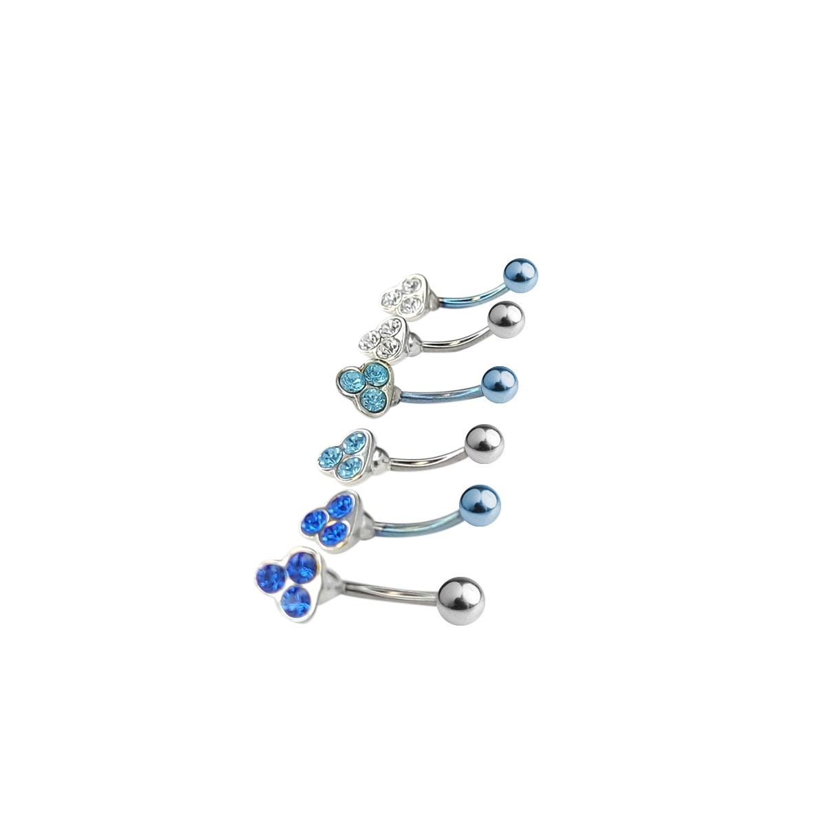 Titanium 14 Gauge Belly Ring with Triple Jewel Design - photo 5