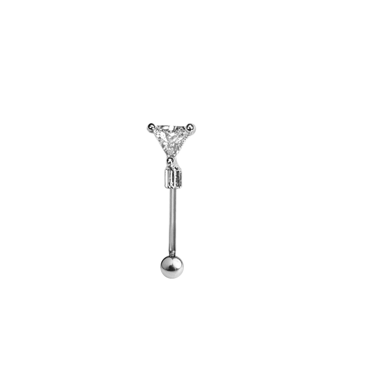 Surgical Steel Eyebrow Barbell 16 Gauge 8mm with Triangle Clear CZ