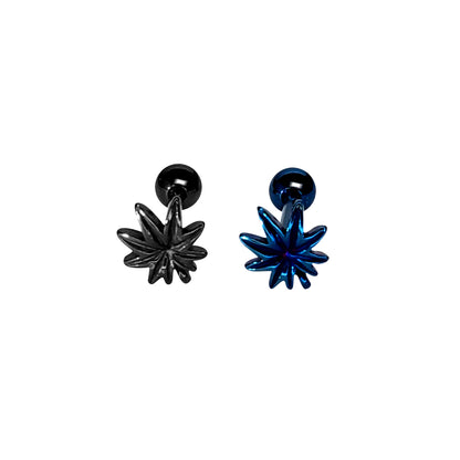 Anodized Titanium 14 Gauge Tongue Barbell with Marijuana Leaf