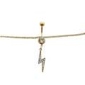 Gold Plated Surgical Steel Belly Chain with CZ Lightning Bolt Charm