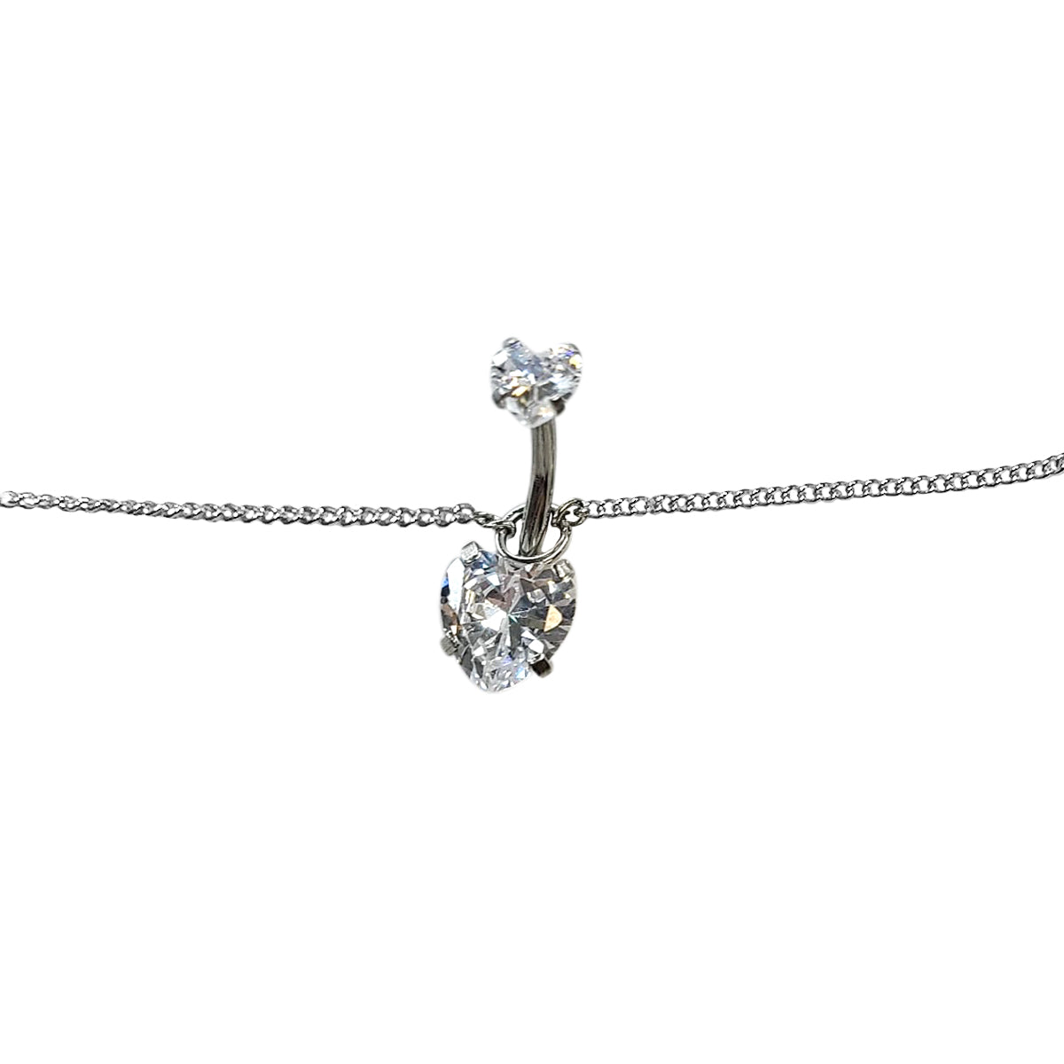 Surgical Steel CZ Heart Belly Chain Belly Button Ring