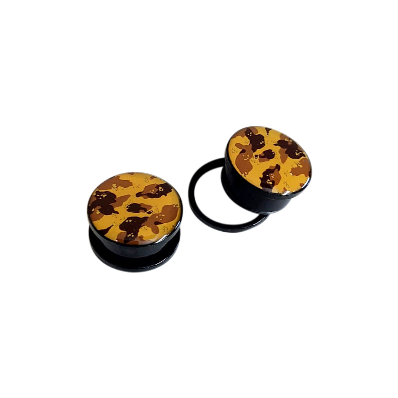 Acrylic Double Flared Plug Ear Screw Fit 8 - 1" Gauge Brown Camouflage