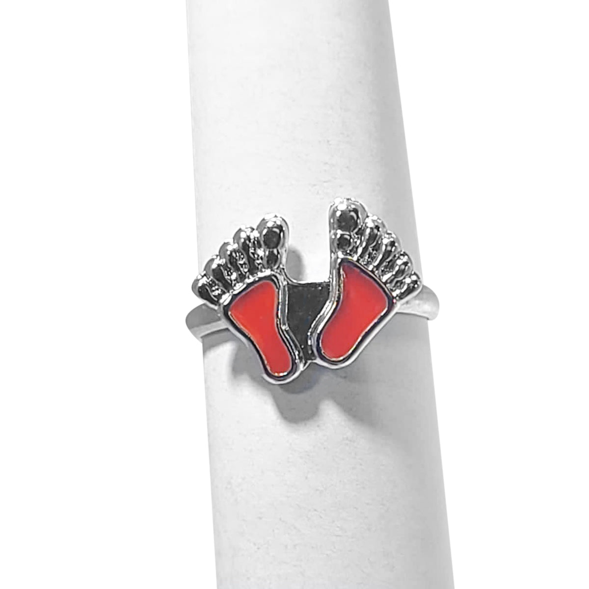 Surgical Steel Adjustable Toe Ring with Silver Two-Feet Design - photo 2
