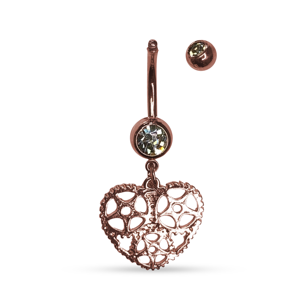 Rose Gold Ion Plated Surgical Steel 14 Gauge Belly Button Ring