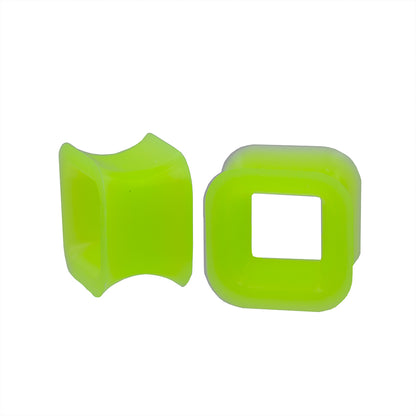 Green Silicone Square Ear Tunnels 7/16 Inch 11mm - Pair