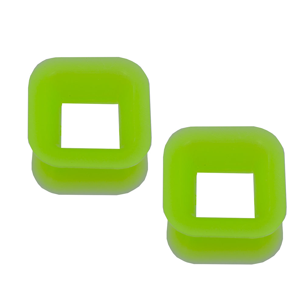Green Silicone Square Ear Tunnels 7/16 Inch 11mm - Pair